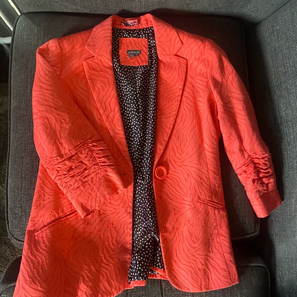 Anthracite vintage retro peach textured zebra bright blazer